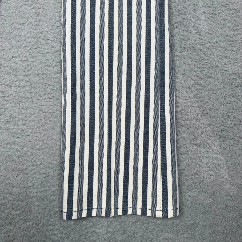Anthropologie Blue White Vertical Stripe High Rise Straight Leg Pants Size 26